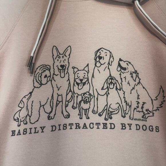 Independent Trading Co. "Easily Distracted By Dogs" Graphic Hoodie Medium Pink - Picture 3 of 7
